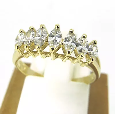 .90 Ct Tw Diamonds Marquise Brilliant Cut 14k Yellow Gold Ladies Ring Size 6.25 • $634.40