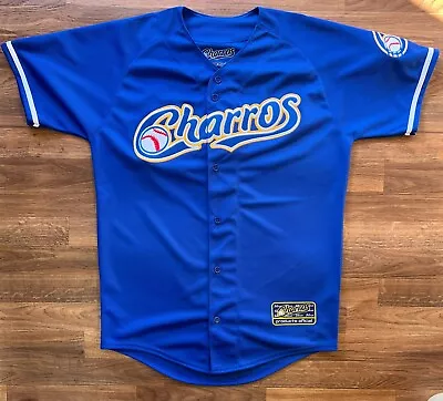 Playera Beisbolera Charros Del Jalisco Jersey CuliacÁn Casaca Gris/azul Bordada • $75