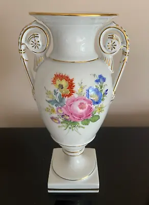 Meissen Flowers Bouquet Vase With Handles 9  Tall & Certificate Of Authenticity • $490