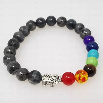 Crystal Gemstone Bracelet 7 Chakra Bead Anxiety Stone Jewellery Black Tourmaline • £4.99