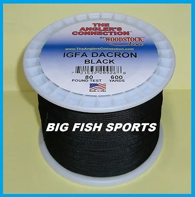 WOODSTOCK BRAIDED DACRON Fishing Line Black Color 80lb-600yd NEW! FREE USA SHIP! • $49.99
