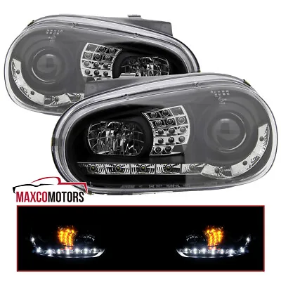 $185.49 • Buy Black Projector Headlights Fits 1999-2002 VW Cabrio 99-06 Golf MK4 LED Signal