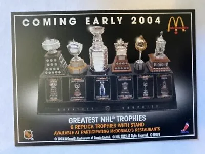 2003 McDonald's Greatest NHL Trophies Promo Card #NNO Stanley Cup Hart Etc • $7.86