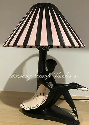 PLASTIC RIBBON MEDIUM  COOLIE  PINK & BLACK LAMPSHADE For BARSONY LADY LAMP • $110