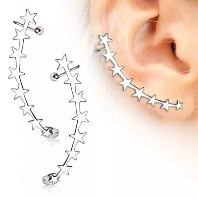 1 Pair Surgical Steel Earring Ear Vine Star Crescent Cartilage Ring Cuff 20G • $15.99