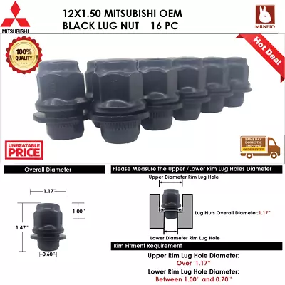 16pc Mitsubishi Eclipse/endeavor 12x1.5 Black Mag Seat Lug Nut Fit Stock Wheel  • $19.49