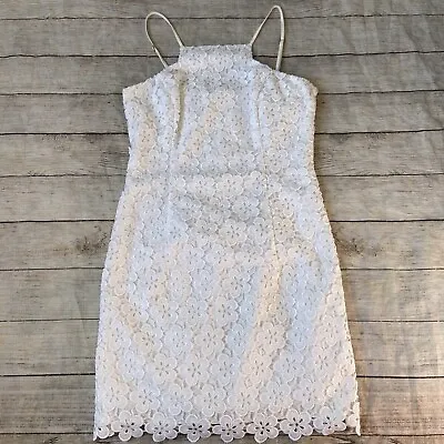 Lilly Pulitzer Size 6 Shift White Gold Metallic Cotton Lawn And White Dress N2 • $31.39