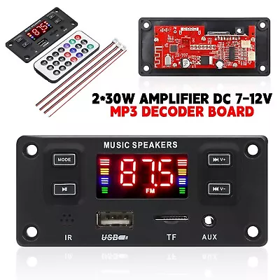 2*30W 60W Amplifier Module Bluetooth MP3 FM USB AUX DC7-12V MP3 Decoder Board  • $9.77