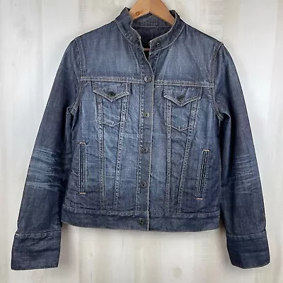 Vintage Y2K Gap Women’s Collarless Denim Trucker Moto Racer Jean Jacket Medium • $26