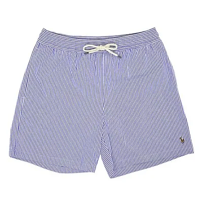 Polo Ralph Lauren Men's Seersucker Swim Shorts Swimsuit With Pony - Blue White • $59.99