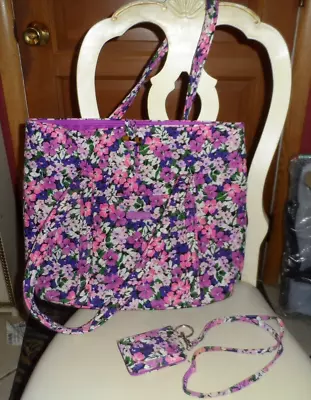 Vera Bradley XL Vera Toggle Tote Lanyard ID Holder In Purple/pink Floral • $56