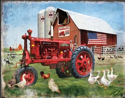 Farmall Farm Tractor Big Red Equipment Retro Vintage Wall Decor Metal Tin Sign • $15.99