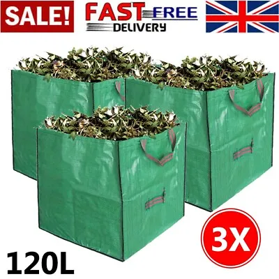 3 X Extra Large Garden Waste Bags Refuse Heavy Duty Sacks Grass Rubbish 120L • £15