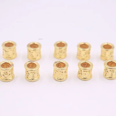 1pcs Pure 999 24K Yellow Gold Pendant For Women 3D Six Word Tube Bead /0.1g • $39.85