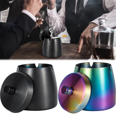 £10.25 • Buy Stainless Steel Ashtray With Lid Portable Sealed Ash Tray Odorless Plcaj