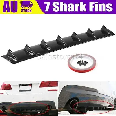 Universal Black 7 Shark Fins Car Rear Bumper Spoiler Wing Lip Diffuser Decor NEW • $20.74