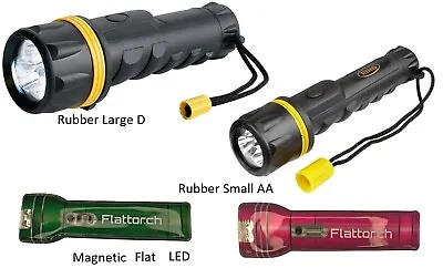 Home Torch Pack 2 Rubber 2 Magnet LED Tough Emergency Torches Home Bag Car 4 Set • £19.99