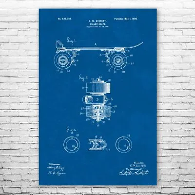 Skate Wheels Patent Poster Print 12 SIZES Roller Skate Art Bedroom Wall Decor • $15.95