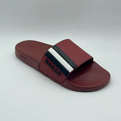 Bally SAXOR/01 Men's Dark Red Garnet Rubber Slide Slipper Sandal 6219587 • $119.99