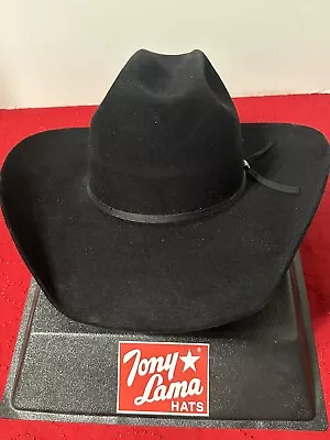 VTG 10X Beaver Tony Lama Black Cowboy Rancher Western Hat Size 7 1/4 Long Oval • $175