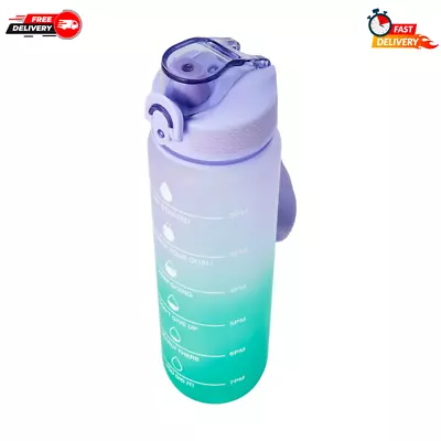 1L Purple Daily Intake Drink Bottle Motivational Sport Water Bottle BPA Free NEW • $11.99