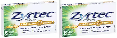 Zyrtec Allergy & Hayfever Antihistamine Relief - 2 X 10 Gel Cap (20cap) • $19.99