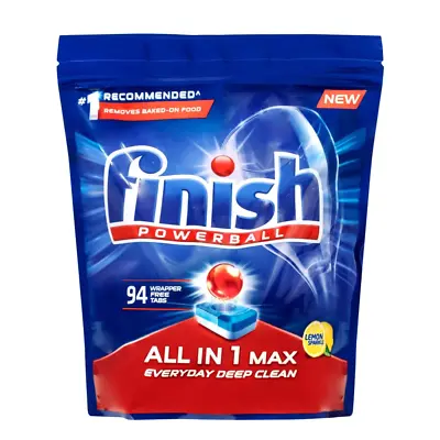 Finish Pk94 Powerball Dishwasher Tablets All In 1 Max Everyday Deep Clear Lemon • $45