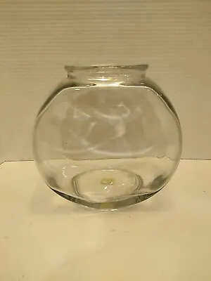 Vtg. 1 Gal Glass Gold Fish Bowl Aquarium Classic Drum Shape  9.0  X 8.5  X 5.0  • $12.99