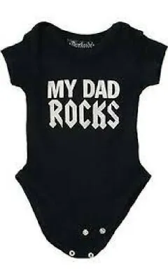 Darkside Clothing 6-12 Months MY DAD ROCKS 100% Cotton Black Baby Grow  BNWT   • £6.99