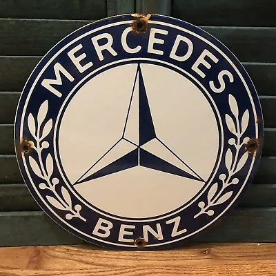 Vintage Mercedes Benz Porcelain Sign Gas Motor Oil Station Pump Plate Ad Rare • $129.99