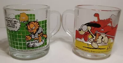 2 Vintage 1978 McDonald's Garfield Glass Coffee Mugs ~ Cartoons By Jim Davis  • $15