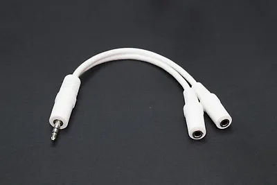 20cm - 3.5mm Headphone Splitter Cable. Mini Jack Plug To 2 X Sockets. White Lead • £2.49