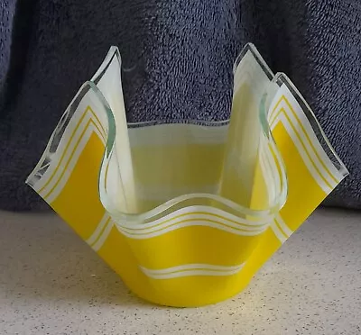 Chance Brothers Yellow Bandel Handkerchief Vase • £12.99