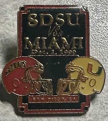 Vintage 1990 SDSU Aztecs VS MIAMI Hurricanes Football Lapel Hat Pin [S3] • $14.99