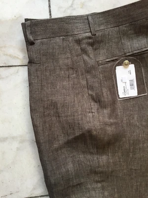 $39.99 • Buy NWT  Mens Olive Color 100% Linen Dress Pant Regular Flat Front Size 30