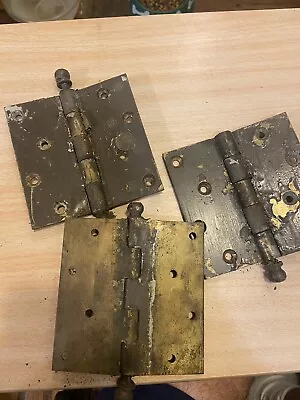 Vintage Lot Of 3 Brass Hinges 5 X 2 1/8” • $14.99