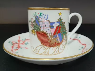 Mikasa Christmas Cheer Sleigh Presents Ribbon Holly Espresso Cup And Saucer • $16.50