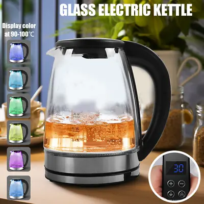 1.8l Electric Kettle Glass Temperature Control 7 Colors Led Fast Boiling Uk  • £23.99