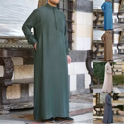 Muslim Men Thobe Robes Caftan Arabic Islamic Clothing Saudi Arabian Kaftan • $20.13