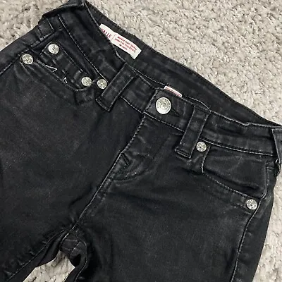 True Religion Halle Jeans Womens Sz 26 (Actual 24x23) Black Skinny Stretch Denim • $32.95