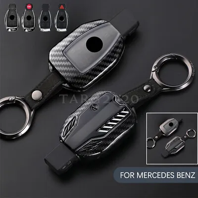 Carbon Car Remote Key Case Fob Cover Holder For Mercedes Benz C E Class W203 • $36.58