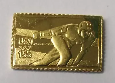 United States 1980 24k On 925 Sterling Silver Ingot Olympic Stamp • £19.24