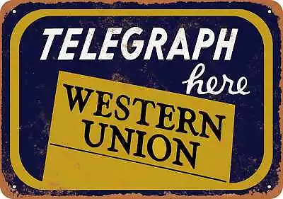 Metal Sign - Telegraph Here Western Union -- Vintage Look 2 • $18.66