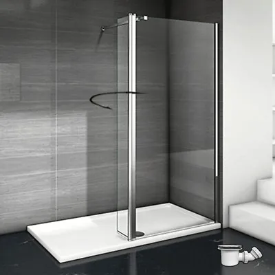Walk In Wet Room Shower Enclosure Screen Flipper 8mm NANO Glass Tray Free Waste • £92