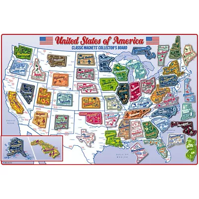 Premium State Map Magnet Collector's Board - 51 Magnets & Metal Display Board • $159.99