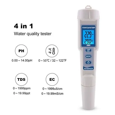 £47.80 • Buy Digital PH Meter Temperature Drinking Water Monitor Tester Aquarium TDS EC 4in1