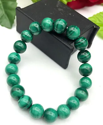 100% Natural Malachite Round Beads Bracelet • $75