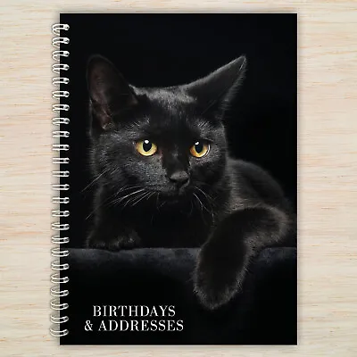 Black Cat A5 Birthdays & Address Book A - Z Contacts Made By UK Small Business  • £9.99