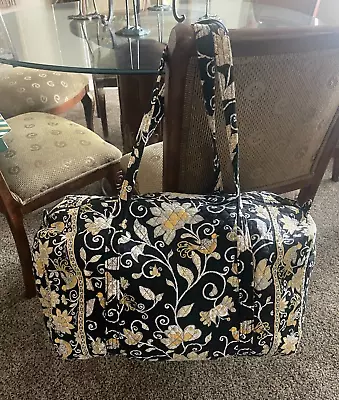 Extra Large Vera Bradley Duffle Style Tote Bag Yellow Black Bird Design Retired! • $59.99