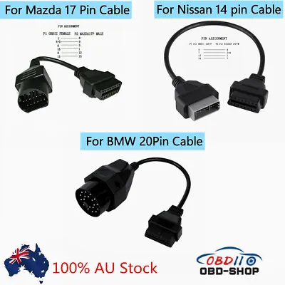 OBD1 Male To OBD2 16 Pin Female Connector Adapter Cable Diagnostic Scanner Wire • $11.39